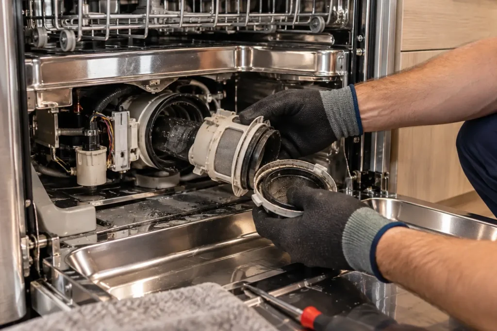 Checking Thermador dishwasher drain pump and filter