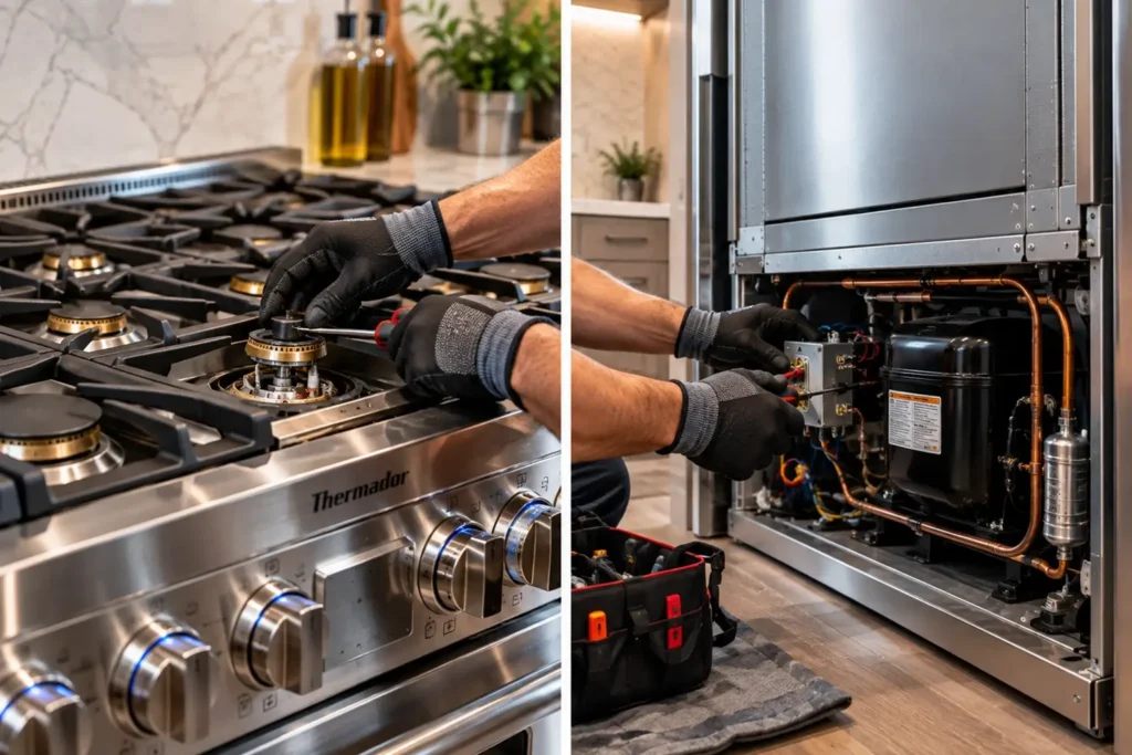 Thermador range burners and control knobs